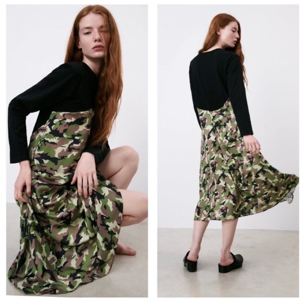 Zara Camo Long Sleeve Dress
